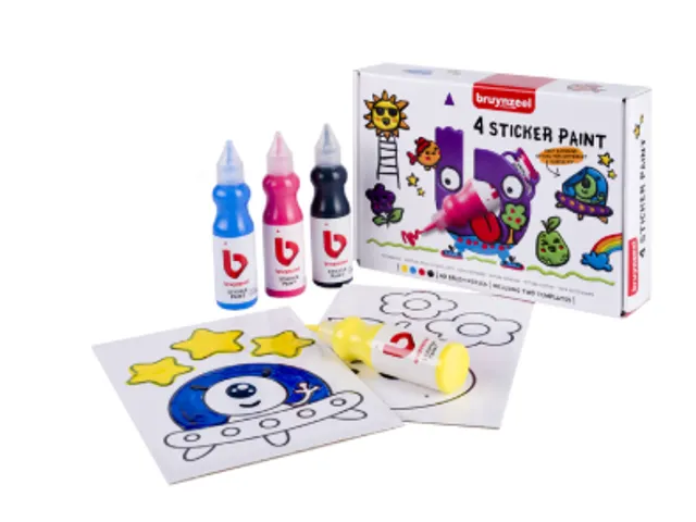 Stickerverf Bruynzeel met 2 sjablonen set à 4 kleuren