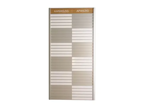 Menoor In-Uit bord 30 namen Aluminium Aanwezig/Afwezig Houtlook