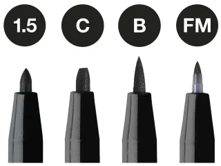 Tekenstift Pitt Artist Pen 4 stuks 199 zwart lijndiktes 1.5 C B FM - 3