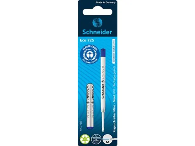 Balpenvulling Schneider Eco blauw 2 stuks op blister