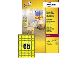 Etiket Avery L7651 Y-100 38.1x21.2mm Neon Geel 6500 Stuks