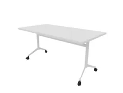 klaptafel,HxBxD 750x1600x800mm,hoekig,T-voet wit,ovale buis,blad wit