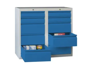 ladekast HxBxD 900x1000x500mm 10laden RAL7035 front RAL5012 - 1