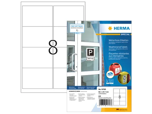 HERMA 10793 Weerbestendige etiketten A4 99,1x67,7mm Wit 640 stuks