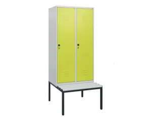 locker met bank,HxBxD 1950x800x815mm,2vak,vak B 400mm,draaigrendel - 1