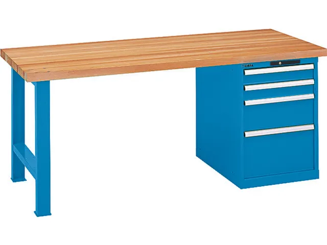 établi,HxlxP 850x1500x800mm,plateau hêtre,force 600kg,laquage RAL501