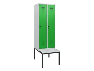 locker met bank,HxBxD 1950x600x815mm,2vak,vak B 300mm,draaigrendel - 2