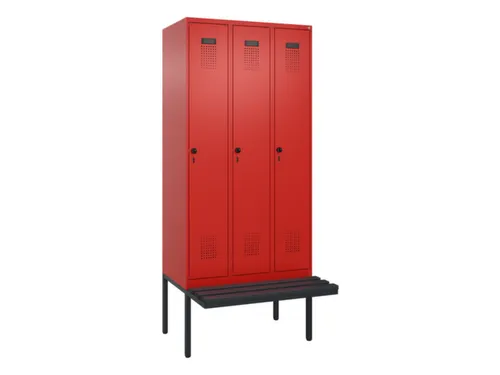 locker met bank,voor scheiding van kleding,HxBxD 2120x900x815mm,3vak