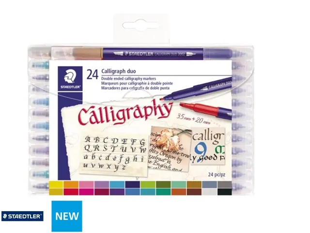 Kalligrafiepen Staedtler 3005 duo punt 2.0 en 3.5mm assorti 24 stuks