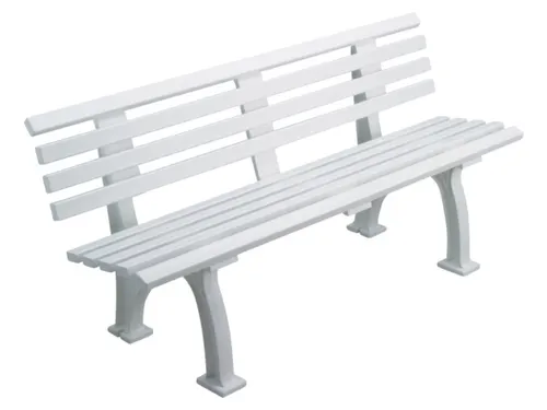 Kunststofbank 740x1500x380mm Zit H 440mm 9 Latten 2 Pootstellen Wit