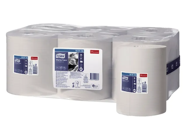 Poetspapier Tork M2 1 laags 6 rollen wit 100134