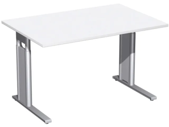 Bureau C-Poot HxBxD 680-800x1200x800mm Decor wit Zilverkleurig