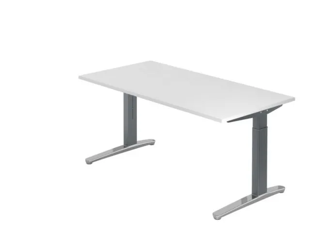 In hoogte verstelbaar bureau,HxBxD 680-850x1600x800mm,blad wit
