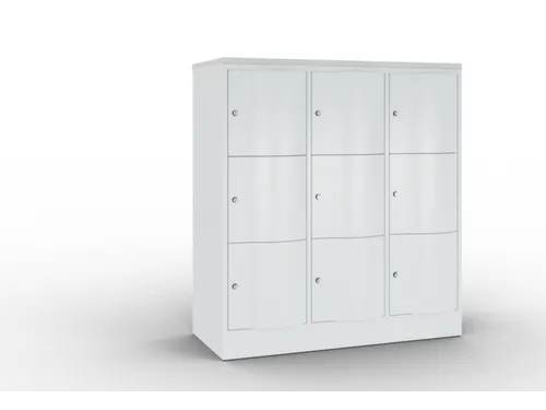 lockerkast cil.slot 1255x1150x540mm 3x3 vakken RAL7035 front RAL7035