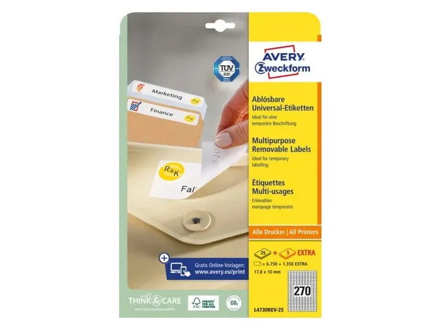 Etiquette ILC Avery 17,8x10mm blanche NP 25 feuilles 270 etiquettes pa