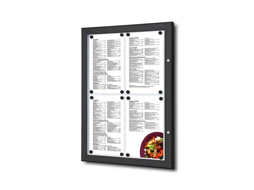 Menuvitrine Vergrendelbaar Outdoor Zwart 4xA4