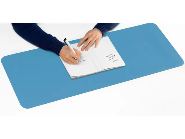 Sous-main Sigel enroulable 800x300x2mm bleu-vert simili cuir