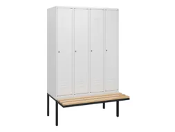 locker met bank,HxBxD 1950x1200x815mm,4vak,vak B 300mm,cil.-slot