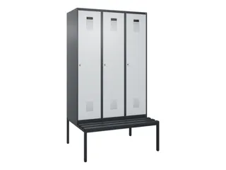 locker met bank,voor scheiding van kleding,HxBxD 2120x1200x815mm,3vak - 2