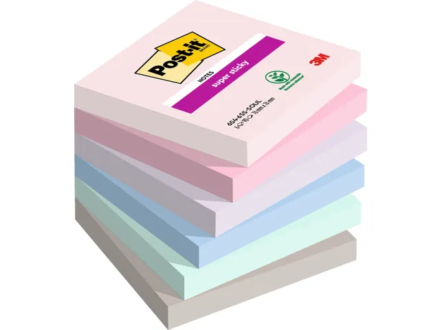 Memoblok 3M Post-it 654 Super Sticky 76X76mm SOUL
