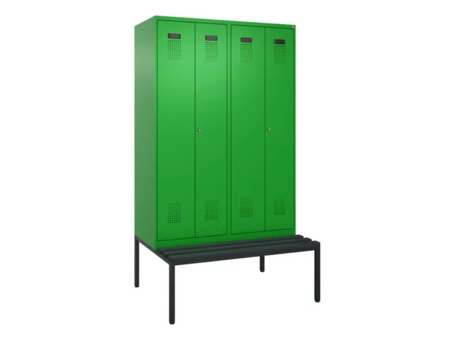 locker met bank,voor scheiding van kleding,HxBxD 2120x1200x815mm,4vak