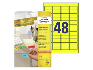 Gekleurde etiketten Avery Zweckform 45.7x21.2mm Geel 960 stuks - 1