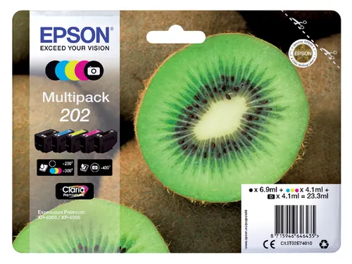 Epson 202 T02E74 Inktcartridges Zwart + Kleur + Fotozwart