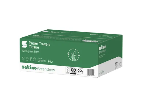 Handdoek Satino PT2 GreenGrow Z-vouw 2laags 278610 25x150 vel
