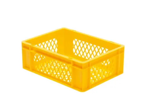 Euronorm-Stapelbak 13l 145x400x300mm Wanden/Bodem Opengewerkt Geel