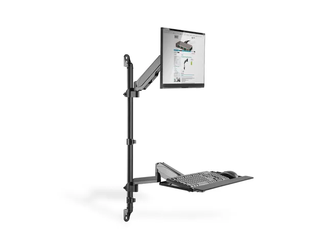 Zit Sta Werkplek Muurbevestiging Zwart