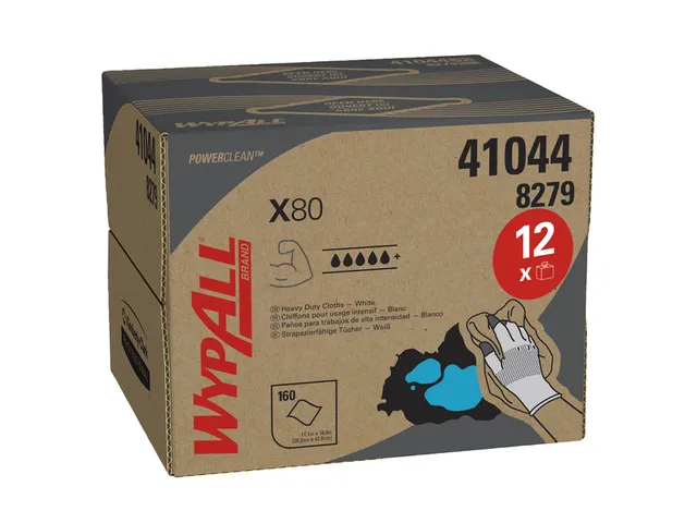 Poetsdoek WypAll X80 PowerClean 426x281mm wit dispenserdoos