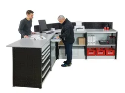 balie-set,eindmodule,HxBxD 1035x750x636mm,blad spaanplaat,inox grijs
