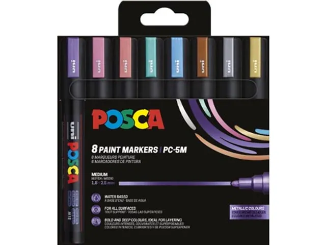 Uni POSCA paintmarker PC-5M 8 stuks metallic kleuren