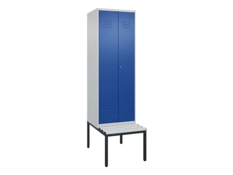 PBM-locker met bank,HxBxD 2120x600x815mm,2vak,vak B 300mm,cil.-slot