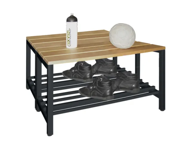 banc double,LxP 1000x740mm,barrettes en bois hêtre,piètement RAL7016