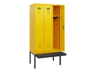 locker met bank,HxBxD 1950x900x815mm,3vak,vak B 300mm,cilinderslot - 1