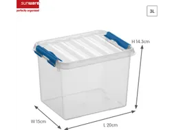 Q-line opbergbox 3L transparant blauw - 20x15x14,3cm