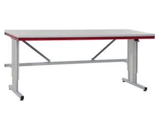 paktafel,HxBxD 720-1120x1600x800mm,blad lichtgrijs,C-voet van staal - 1