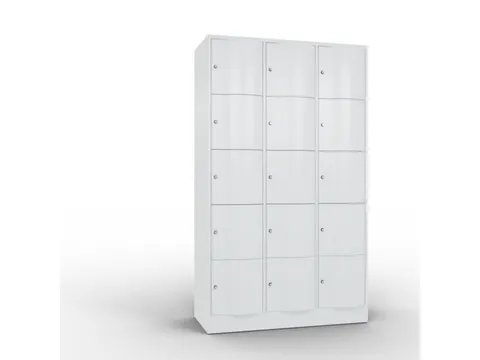 lockerkast cil.slot 1950x1150x540mm 3x5 vakken RAL7035 front RAL7035