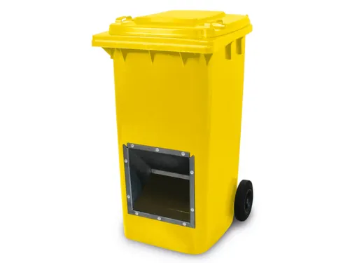 verrijdbare zoutbak,240l,HxBxD 1075x580x730mm,HDPE,geel,deksel geel