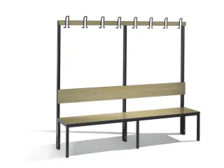 omkleedbank,HxLxD 1710x2000x407mm,HPL eiken-sereno,frame staal RAL7021 - 1