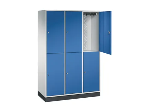 Dubbeldekse garderobekast,RAL 7035/RAL 5010,HxBxD 1950x1220x500mm