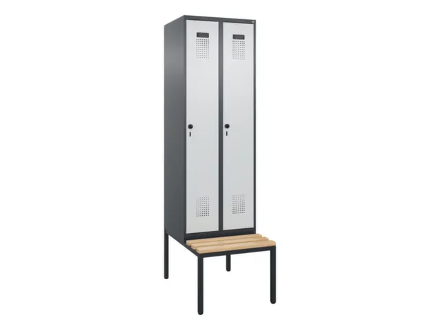 locker met bank,voor scheiding van kleding,HxBxD 2120x600x815mm,2vak