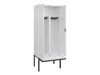 PBM-locker met bank,HxBxD 2120x800x815mm,2vak,vak B 400mm,draaigrendel - 2