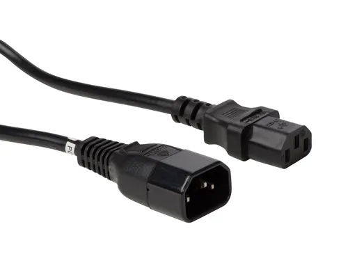 Voedingskabel Zwart C14 + C13 L=1.8m H05VV-F 3G1.00mm²
