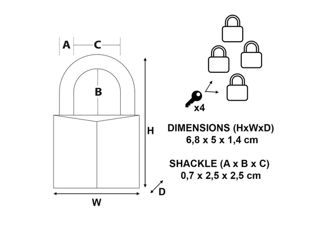 Hangslot MasterLock 4 gelijksluitend messing 50mm