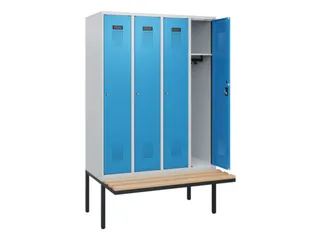 locker met bank,HxBxD 1950x1200x815mm,4vak,vak B 300mm,cilinderslot - 1