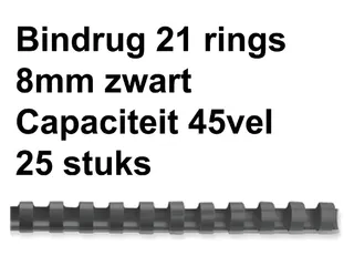 Bindrug Fellowes 8mm 21-Rings A4 Zwart 25 Stuks - 1