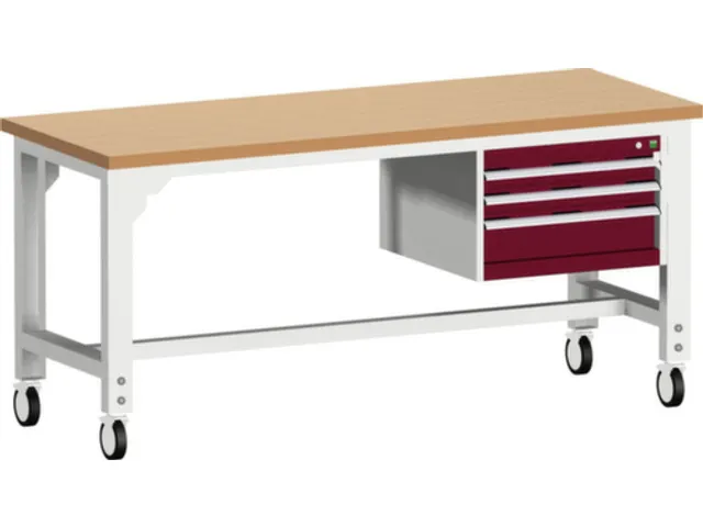 werkbank,verrijdbaar,HxBxD 840-1140x2000x750mm,beukenblad