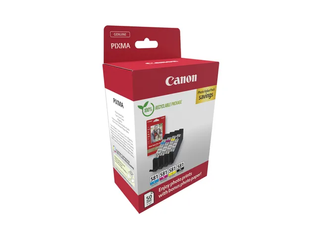 Canon CLI-581 Inktcartridges Zwart + 3 Kleuren Set